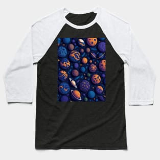 Planets and Stars Pattern Baseball T-Shirt